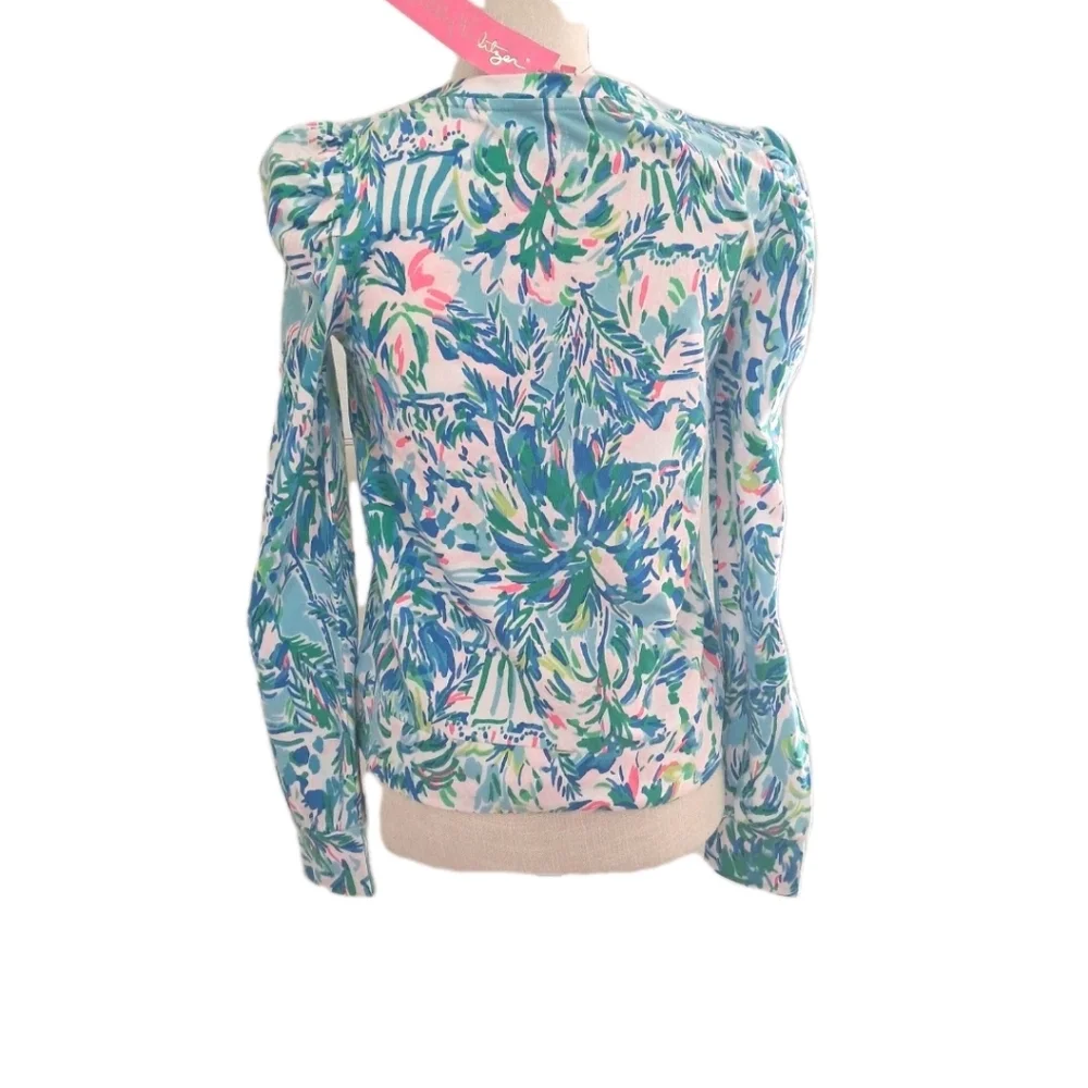 Lilly Pulitzer Jansen Long Sleeve Sweater XS Blue Ibiza Cabana NWT - Picture 4 of 7